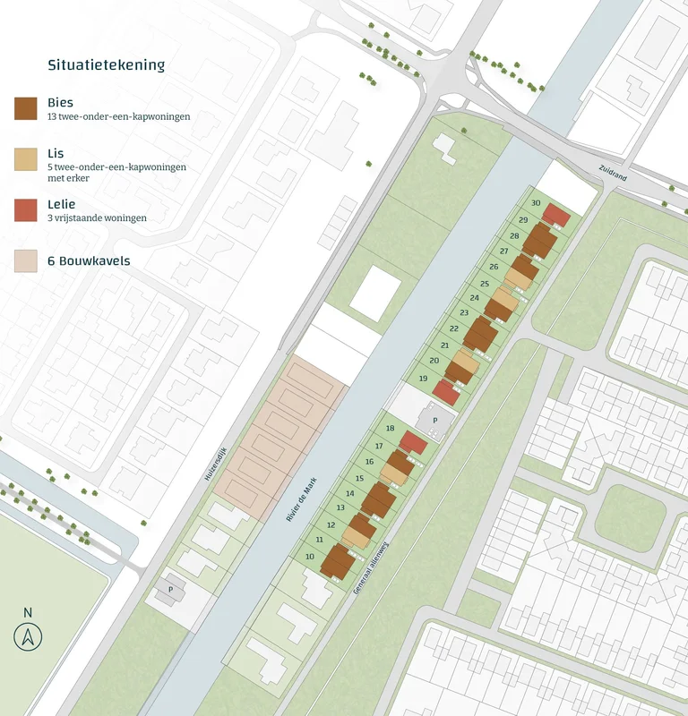 situatietekening met woningtypes